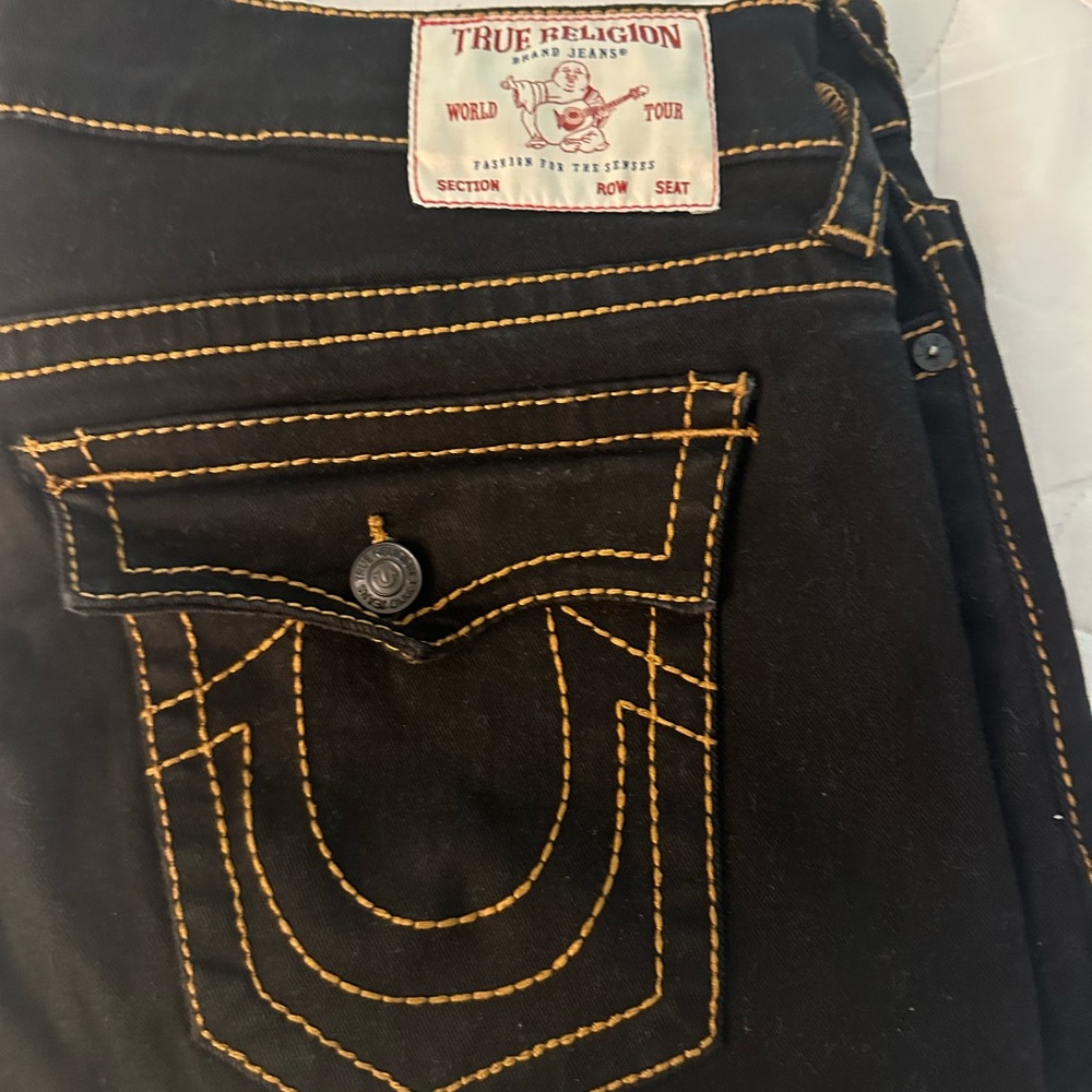 True Religion Dark Men's Jeans with Contrast Stitching